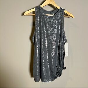 All in Motion women’s Shimmering Sleeveless tank knotted hem Gray size M